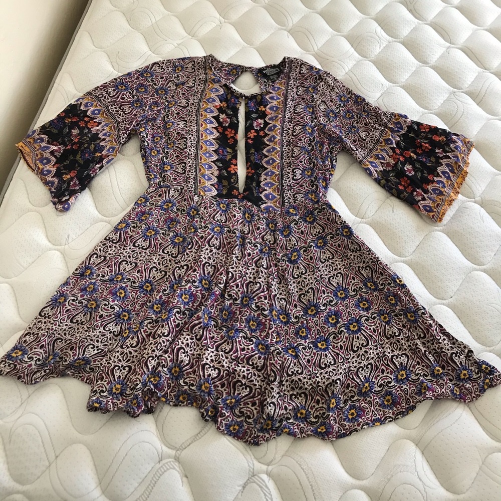 3/4 sleeve boho mini dress.